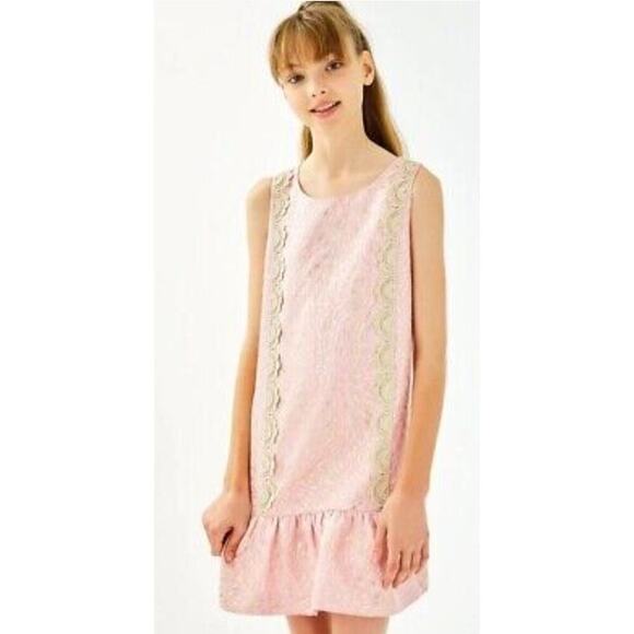 Lilly Pulitzer girl's Thalia Dress in Prosecco Pink Lagoon Jacquard NWT size 16 - Picture 1 of 12